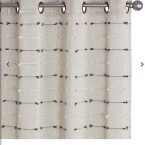 COPY - COPY - Gray cotton embroidered grommet top window curtains from World Ma…